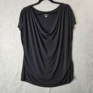 Lane Bryant 22/24 Cowl Neck Black blouse Top minimalist neutral classic corporat